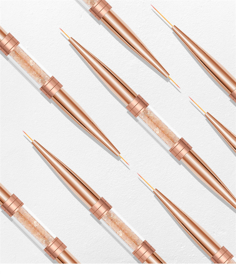 6pcs/set Rose Gold Double-headed Line Drawing Pen Nail Art UV Gel Liner Painting Brushes Drawing Flower Striping Brush set