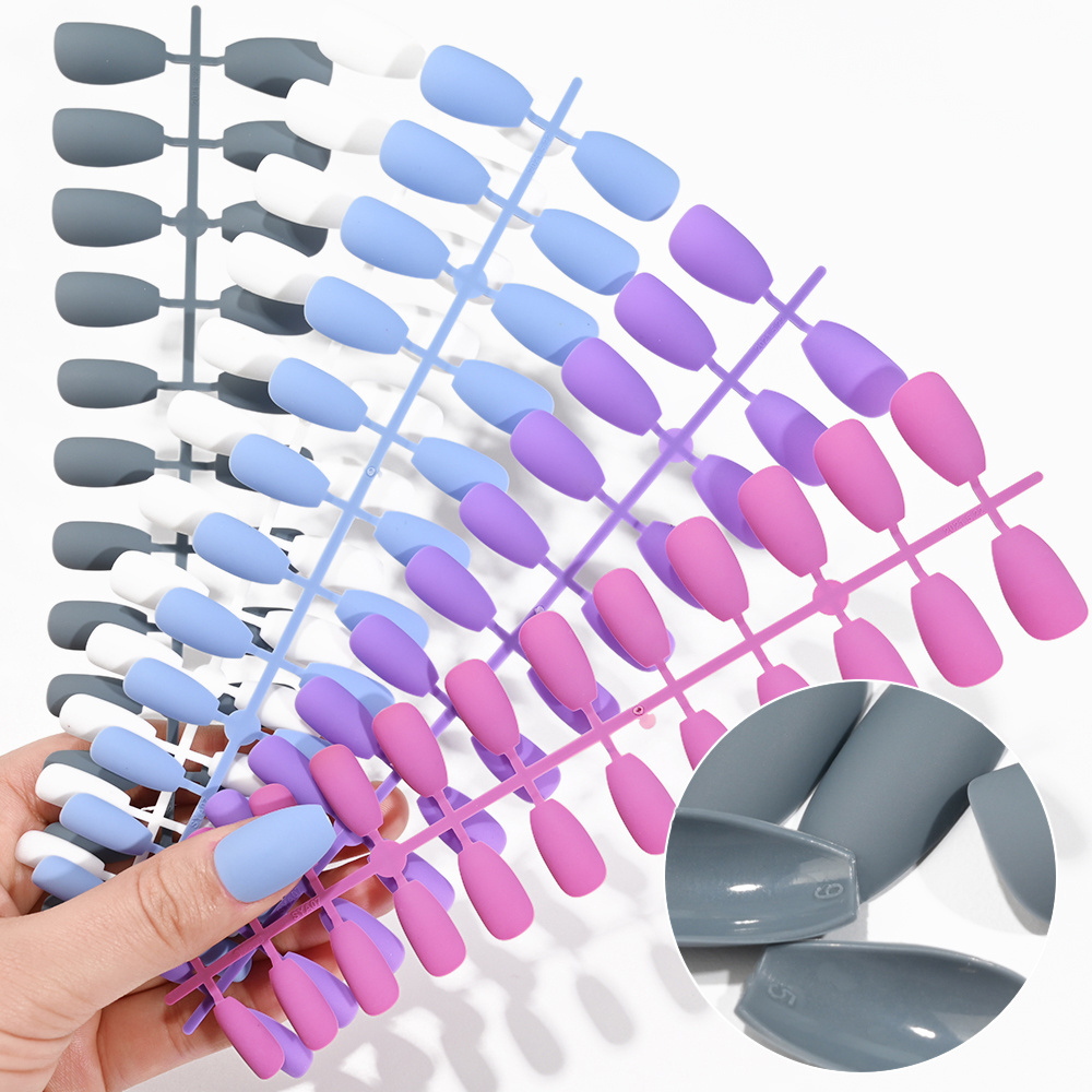 120Pcs Matte Artificial Nails Short Wearable Full Cover Ballet Press on Nails Coffin Fake T-nail False Manicure Tools