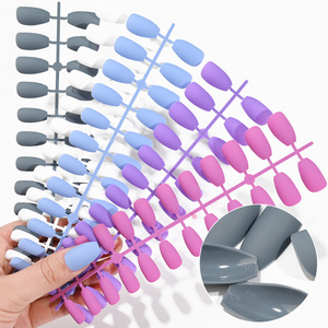 120Pcs Matte Artificial Nails Short Wearable Full Cover Ballet Press on Nails Coffin Fake T-nail False Manicure Tools