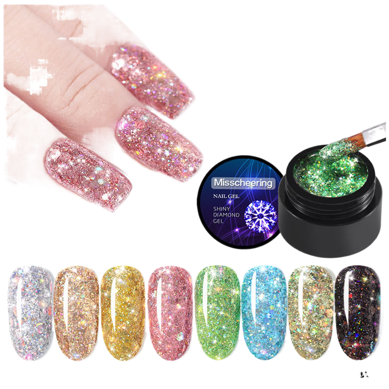 5ml Sparkling Silver Effect diamond gel polish soak off semi permanent uv gel nail polish nail supplies glue For Manicure