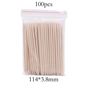 1 Pack 10/50/100pcs orange Wood 2-Way Use Nail Art Cuticle Pusher Remover Pedicure Manicure Sticks Tool (11.4cm long)