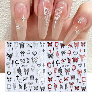 Nail Art Liquid Bronzing Butterfly Sticker Silver Black White Half Wings Butterfly 3D Hollow Liquid Butterfly Nail Decoration