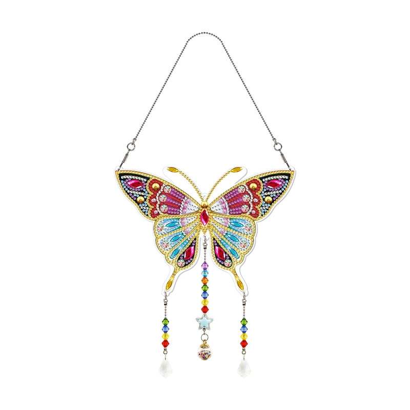 Creative heart butterfly shaped wind chime wall hanging crafts arts pendant DIY diamond painting dream catcher