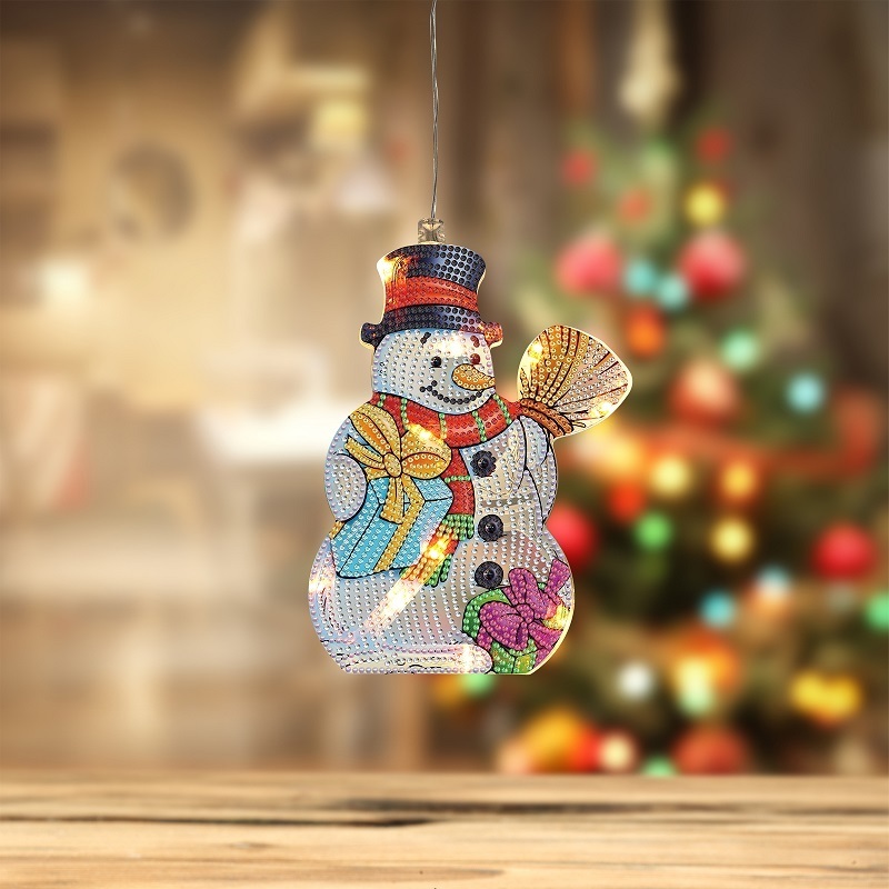 DIY Snowman pattern Christmas decorative Lights Holiday Party Home Outdoor Decor  Diamond Painting Modeling Lights