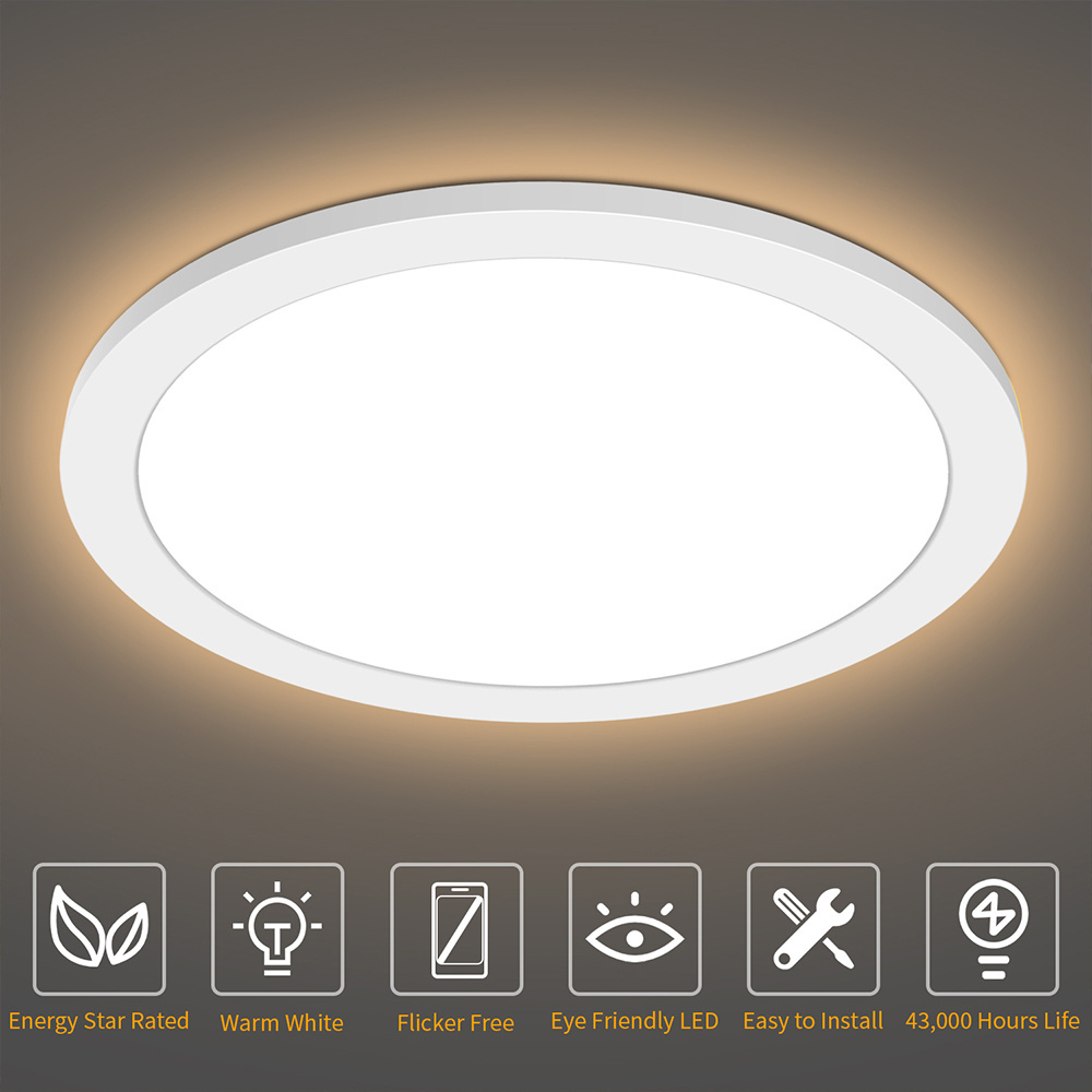 Flush Mount Ceiling Light Fixture 12 Inch LED Ceiling Light for Bathroom,3000K Warm White 24W150W Equivalent 1680LM Round