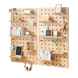 Wall Organizer Kit Wall Mount Display Pegboard Panel Kits Wooden Pegboard DIY Pine Wood Solid for Bedroom Study Office Custom