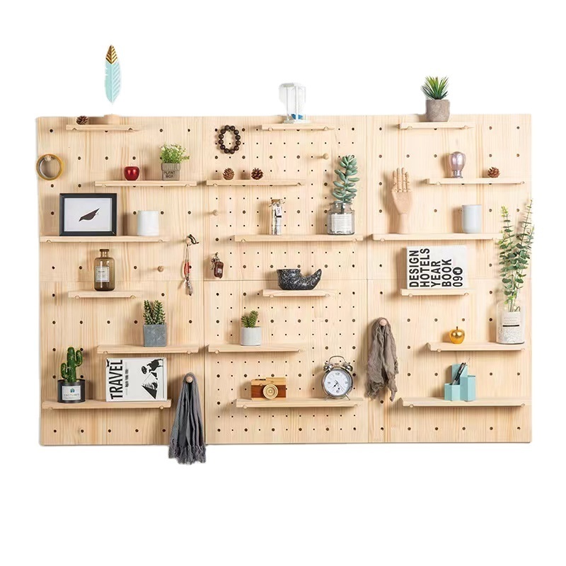 Wall Organizer Kit Wall Mount Display Pegboard Panel Kits Wooden Pegboard DIY Pine Wood Solid for Bedroom Study Office Custom