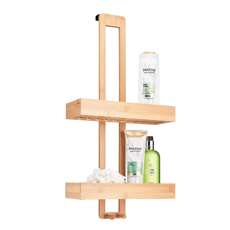 DIY Bathroom shower caddy shelf natural bamboo wall mounted hanging bathroom shower caddy