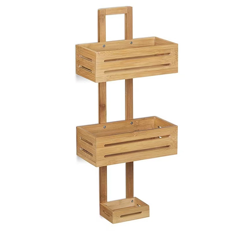 DIY Bathroom shower caddy shelf natural bamboo wall mounted hanging bathroom shower caddy