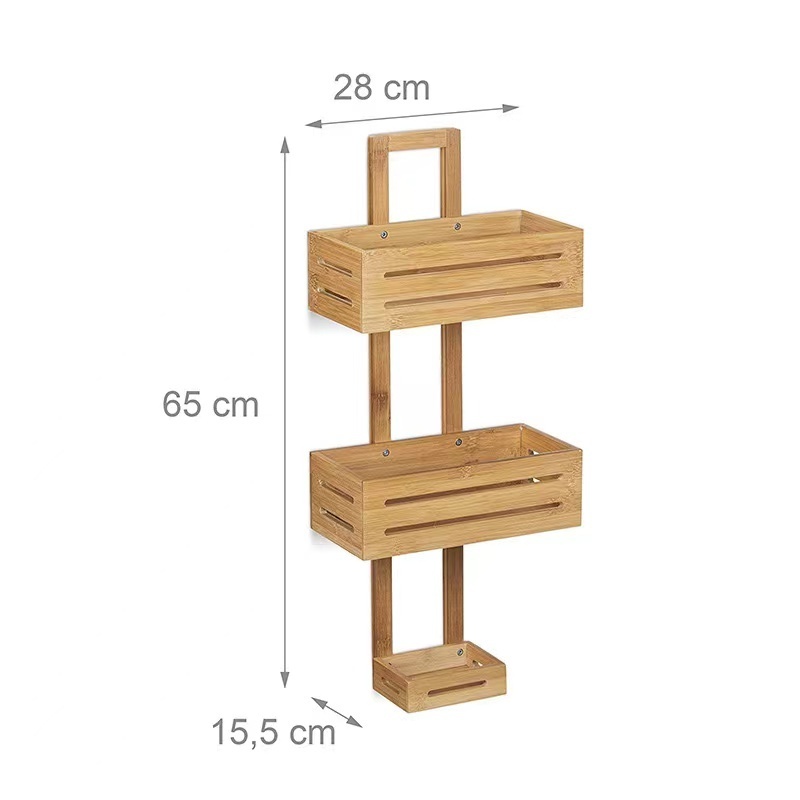 DIY Bathroom shower caddy shelf natural bamboo wall mounted hanging bathroom shower caddy