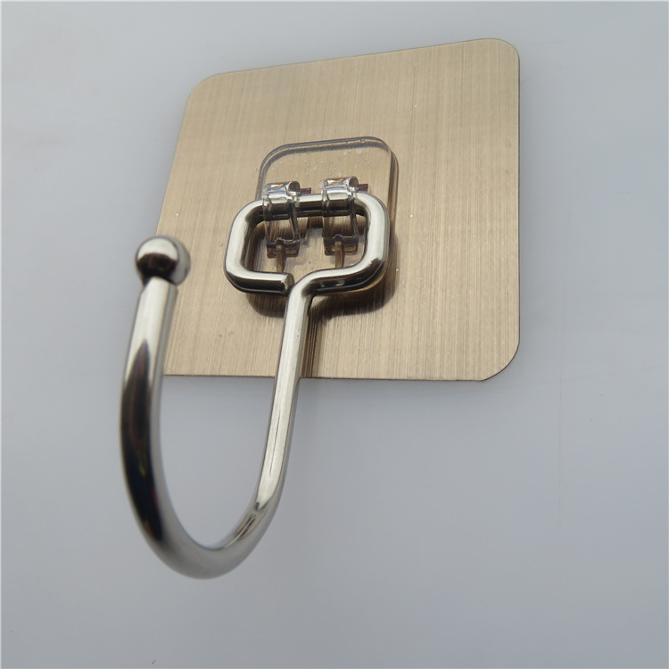 Factory direct drawing large hooks non-marking stainless steel large hooks punch-free strong adhesive metal coat hooks