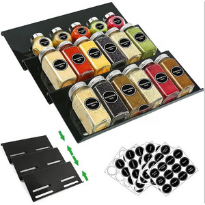 Adjustable Expandable Acrylic Spice Rack Tray 4 Tier Spice Drawer Organizer 4 Tier Spice Drawer Organizer For Kitchen Cabinet