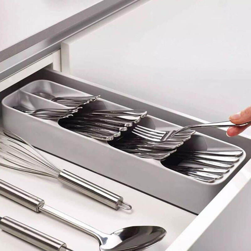 Cutlery Storage Box Plastic Knife Block Holder Drawer Knives Fork Spoons Storage Rack Knife Stand Cabinet Tray Kitchen Organizer