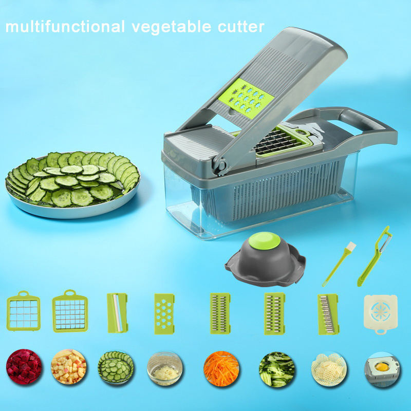 13-in-18 Blade Vegetable Slicer Onion Mincer Vegetable Chopper Cutter Dicer Egg Slicer With Container