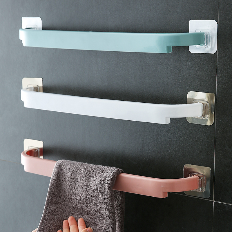 Household Self-adhesive Towel Rack Plastic Wall-mounted Home Bathroom Frame Adhesive Simple Bathroom Shelf