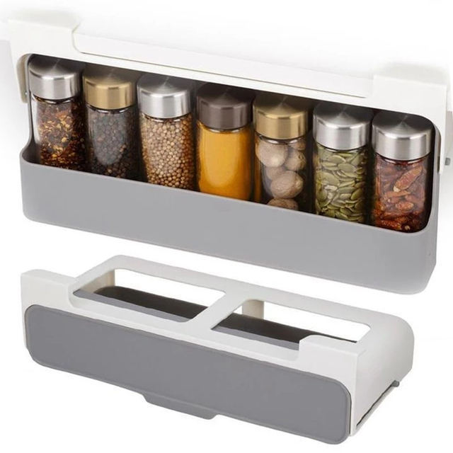 Kitchen Spice Jar Drawer Organizer Spice Jar Organizer Hanging Drawer Organizer Adhesive Adjustable Under Shelf Spice Rack