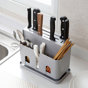 Kitchen Knife Storage Rack Household Multifunctional Shelf 2 in1 Plastic Holder Creative Knife Holder