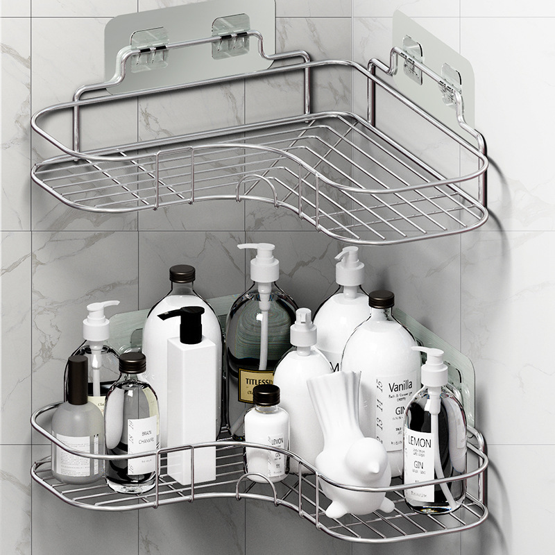 Stainless Steel Metal Shower Organizer Storage Basket Bathroom Shelf Corner Shower Caddy