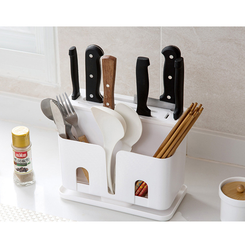 Kitchen Knife Storage Rack Household Multifunctional Shelf 2 in1 Plastic Holder Creative Knife Holder