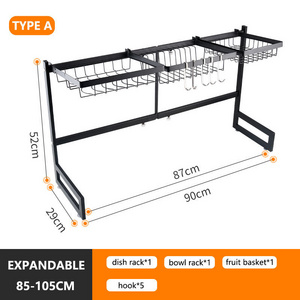 Expandable Adjustable 2 Tier Stainless Steel Metal Kitchen Storage Organizer Shelf Over The Sink Dish Rack