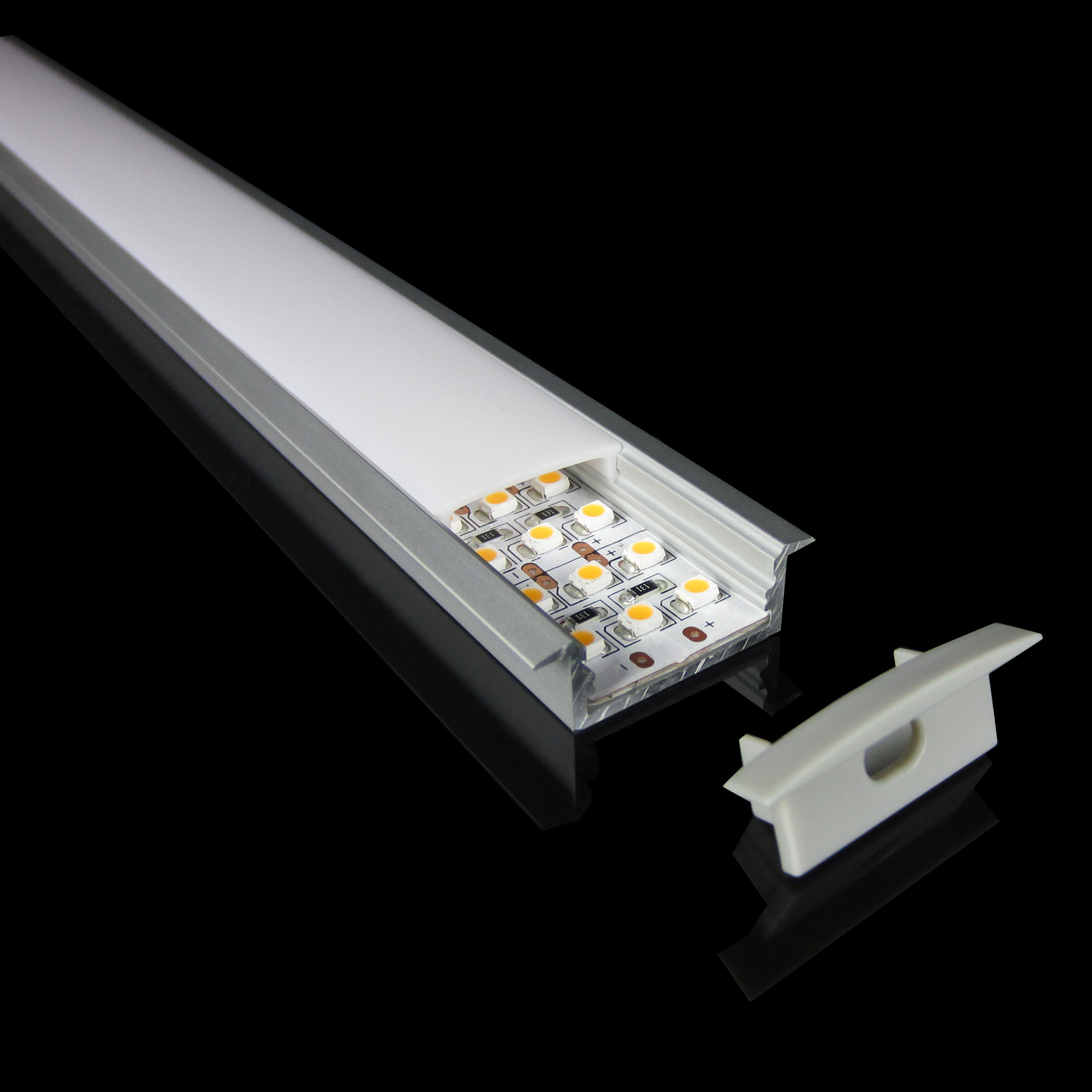 30MM*10MM Recessed Square Flanged LED Aluminum Profile with Flat Cover for LED Strip Lighting System