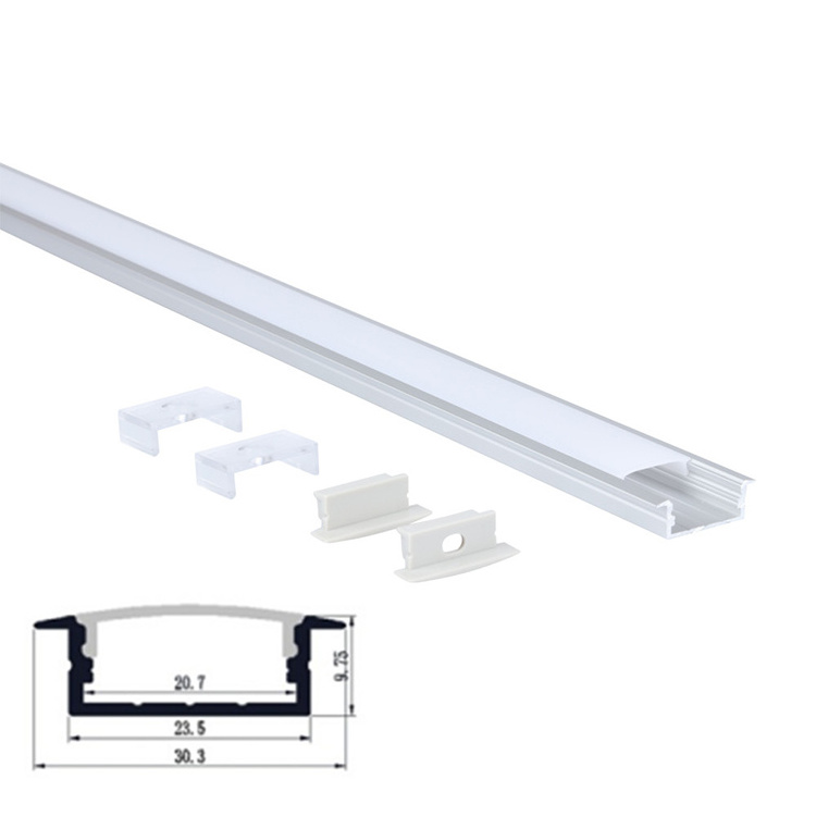 30MM*10MM Recessed Square Flanged LED Aluminum Profile with Flat Cover for LED Strip Lighting System