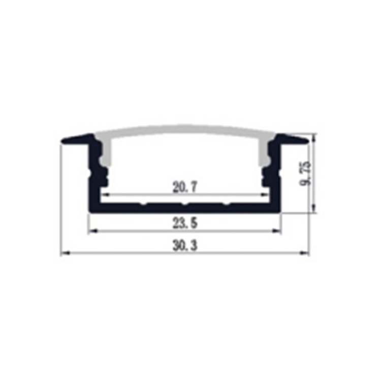 30MM*10MM Recessed Square Flanged LED Aluminum Profile with Flat Cover for LED Strip Lighting System