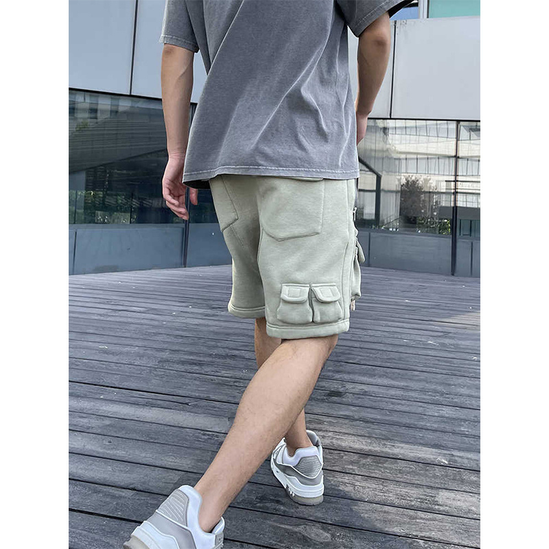 DiZNEW wholesale freight men's polyester cotton  fleece  shorts multi-pocket zipper design cargo shorts