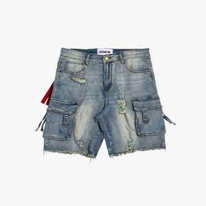 DiZNEW Wholesale High Quality Pocket Denim Shorts Men Short Pants Cargo Pocket Jeans Skinny shorts