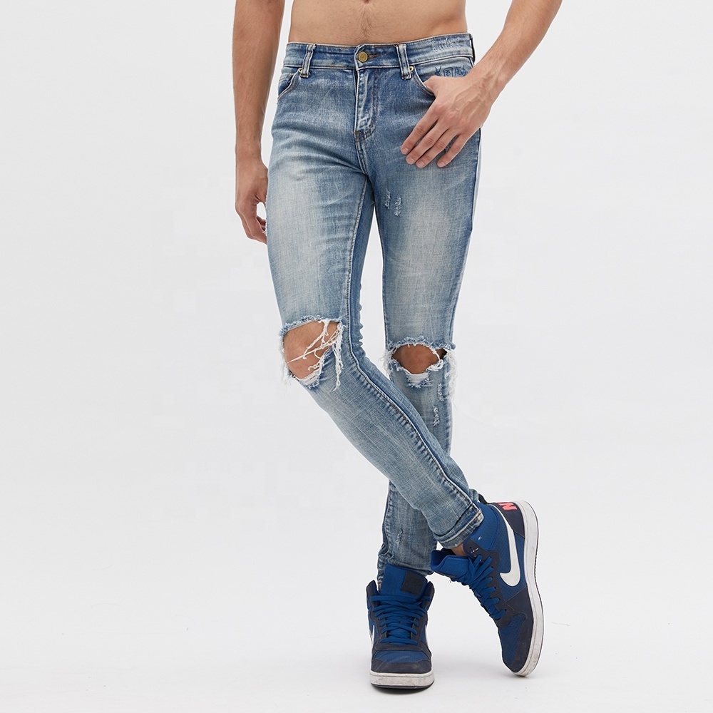 DiZNEW stock jeans original Distressed Denim Wholesale Slim Fit Blue Jeans Men