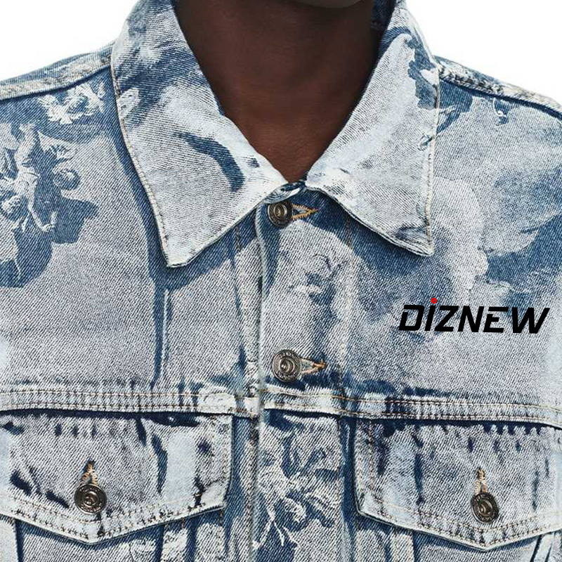 DiZNEW custom men's two piece set 2023 street wear jacquard denim jacket and jeans wholesale clothing manufacturer