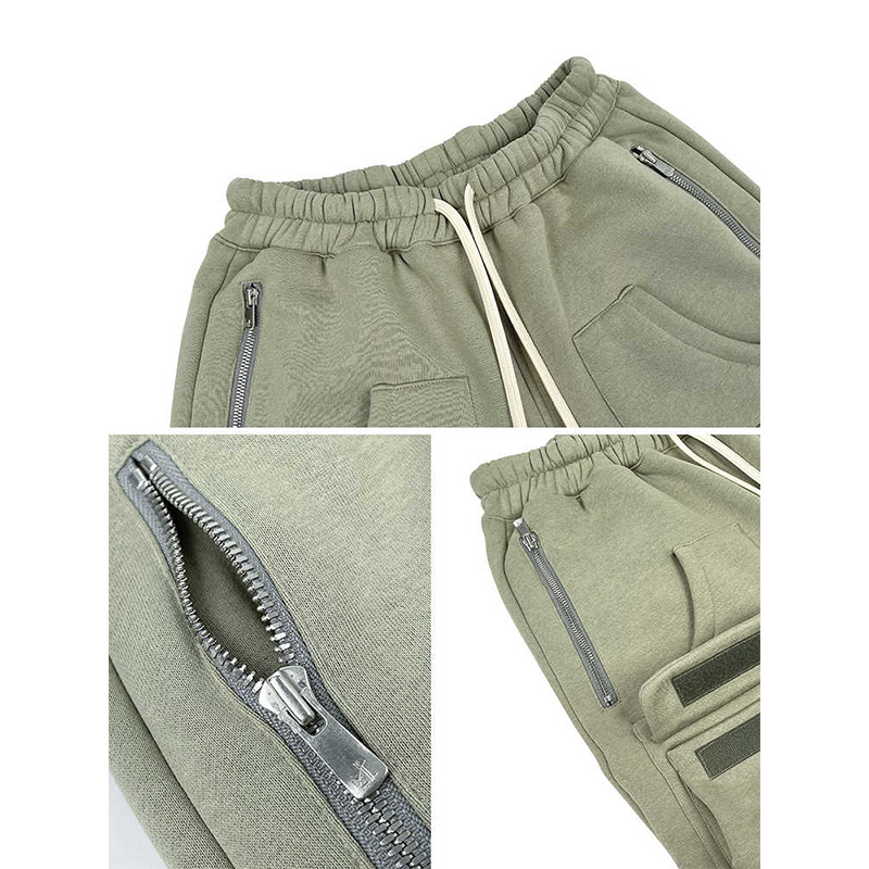 DiZNEW wholesale freight men's polyester cotton  fleece  shorts multi-pocket zipper design cargo shorts