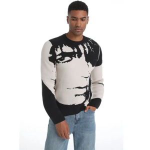 DiZNEW Sweater Manufacturer Thick Intarsia Pattern Knit Jacquard Sweater Men