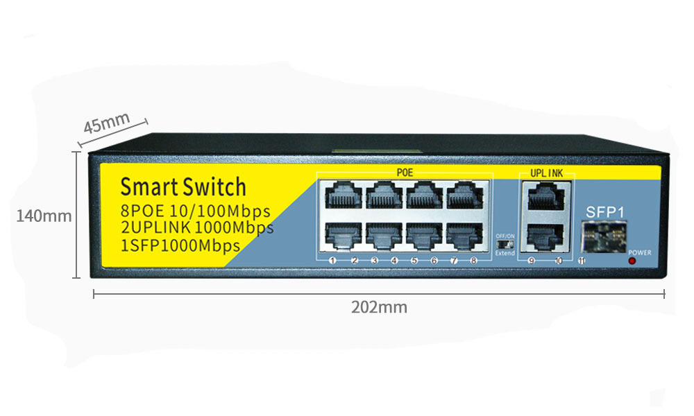 11 ports standard POE power supply switch 10/100/1000M 8+3 Port Rack Mount network Poe Switch for cctv security system