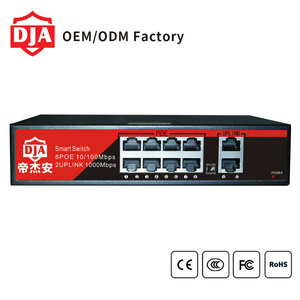 Smart 8 port Gigabit 10/100/1000Mpbs 52v poe switch for cctv hikvision dahua xiongmai IP camera