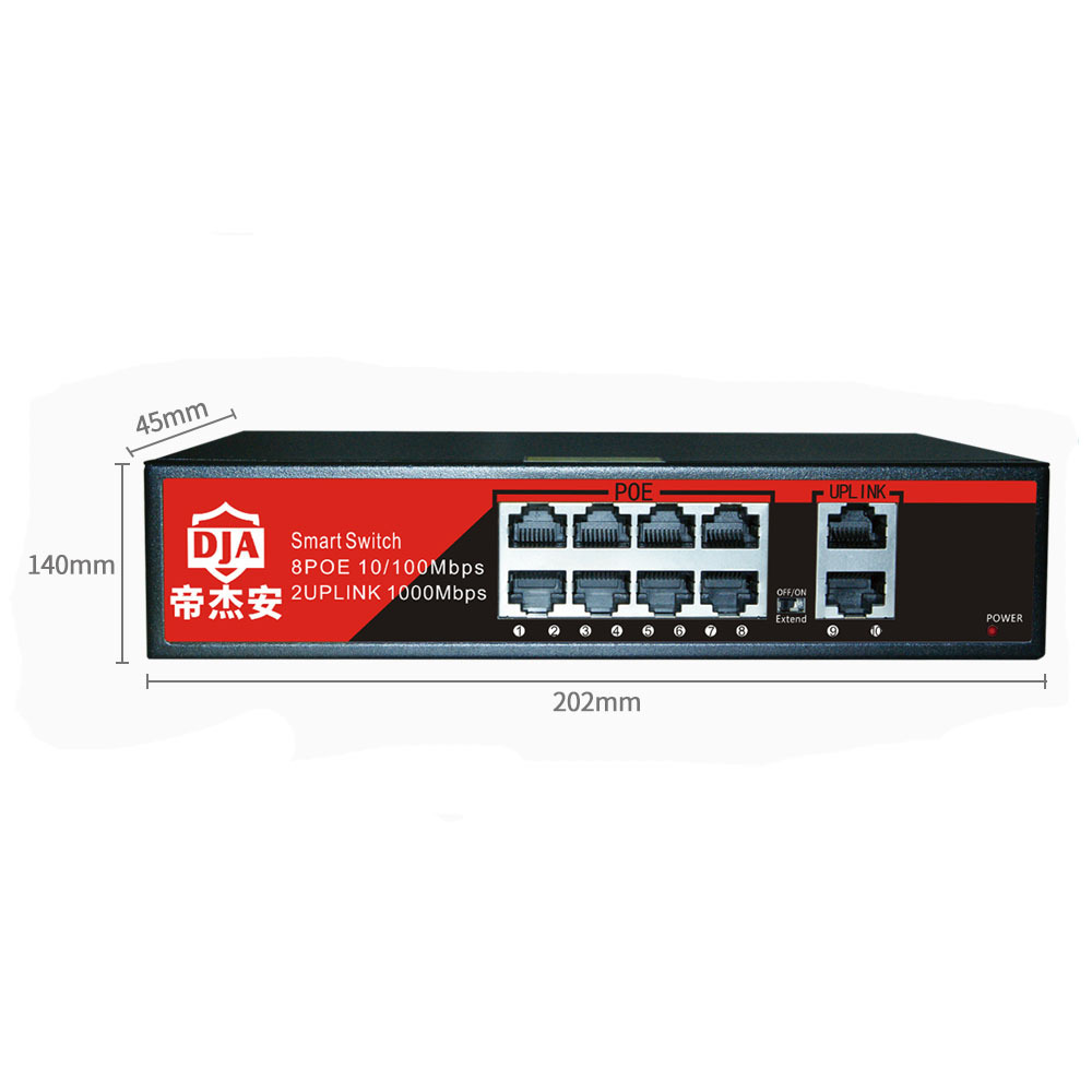 Smart 8 port Gigabit 10/100/1000Mpbs 52v poe switch for cctv hikvision dahua xiongmai IP camera