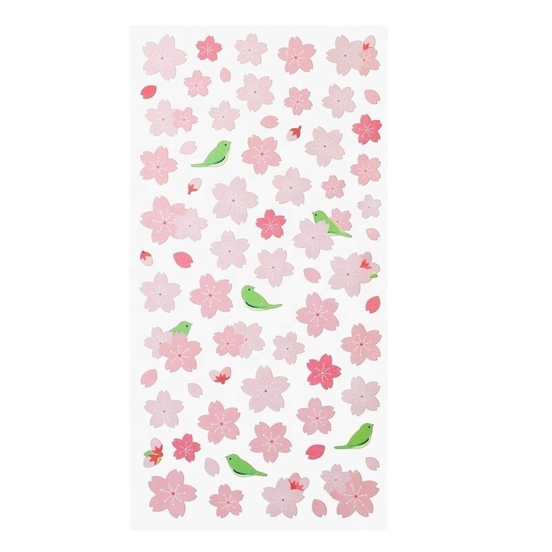 Romantic aesthetic cherry blossom pink stickers DIY manual ledger decoration children wholesale label stickers