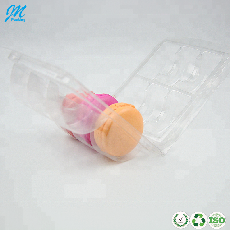 BRC factory Clear PET plastic 6 holes blister clamshell macaron packaging box