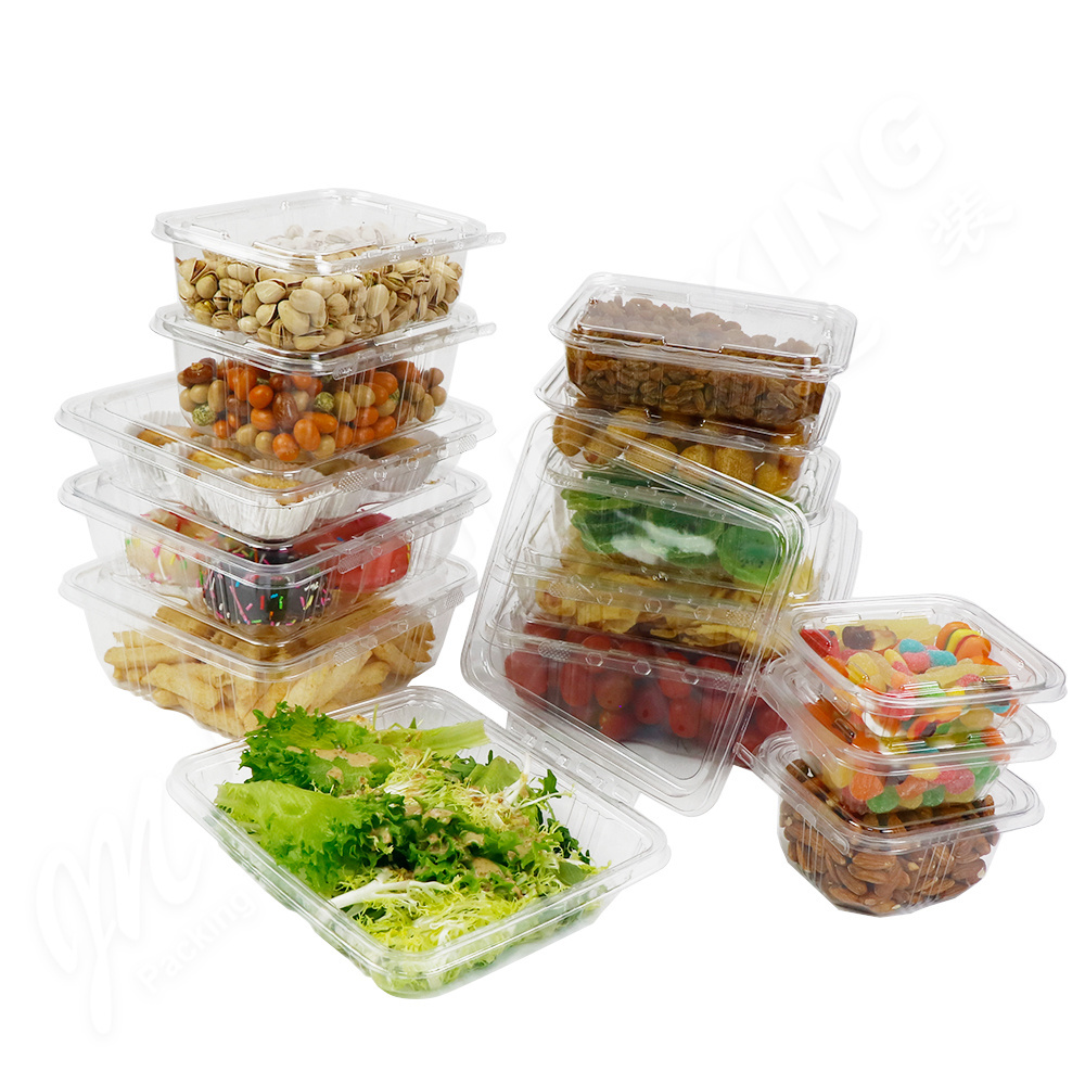 100% RPET Wholesale custom Disposable Plastic Fruit Clamshell Punnet Box Tamper Evident Salad Packaging Container