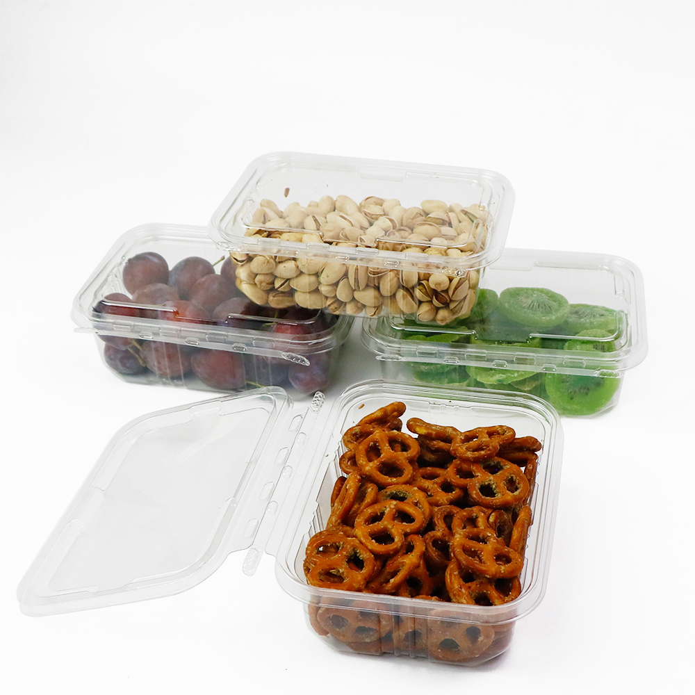 100% RPET Wholesale custom Disposable Plastic Fruit Clamshell Punnet Box Tamper Evident Salad Packaging Container