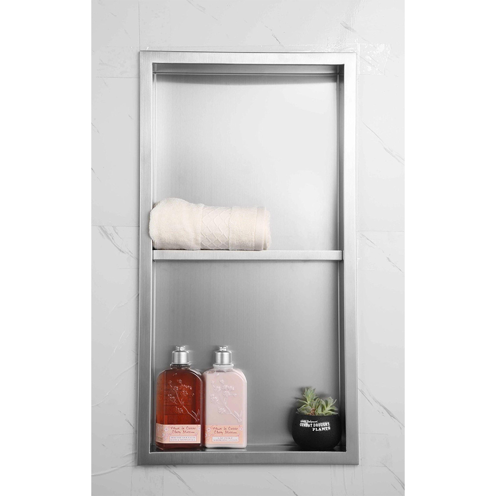 Customized North American Shower Niche SUS304 Double Shelf Bathroom Shower Niche bathroom wall niche