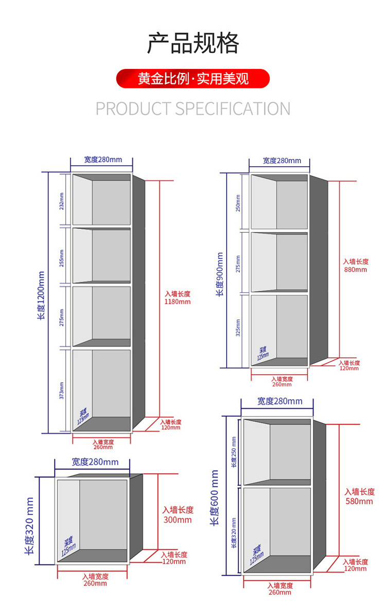 High Quality Stainless Steel Wall Niche Gun Metal Grey Color Double Shower Niche