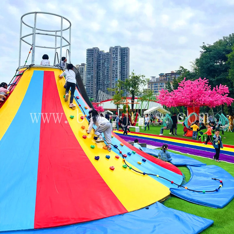 Volcano climbing inflatable game slide combination adventure center children's playground Climbing and expanding game equipment