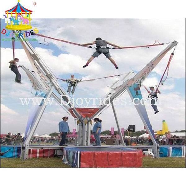 Mobile 4 in 1 inflatable bungee trampoline with trailer for 4 persons