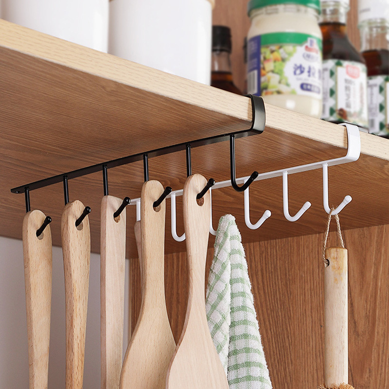 Kitchen metal hook multifunctional wardrobe hook hanging cup rack 6 hooks