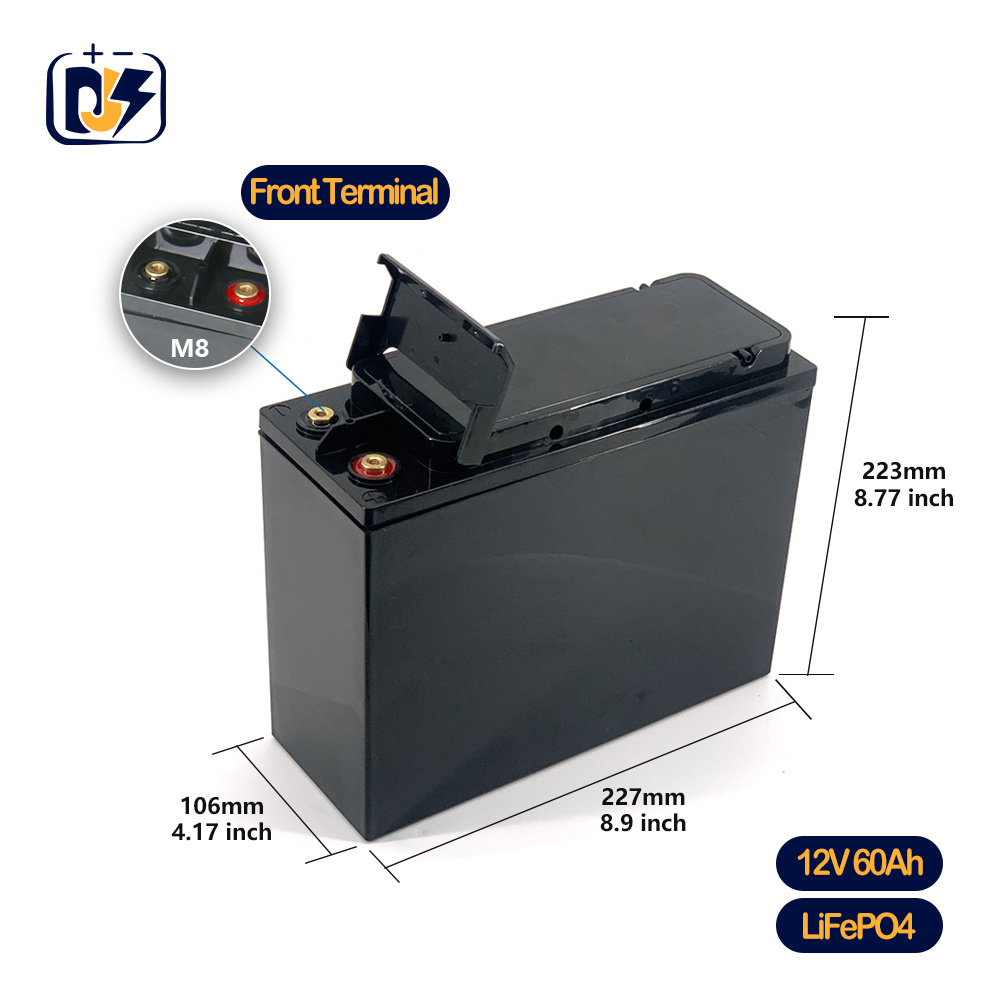 12V 60Ah Lithium Front Terminal Slimline replace VRLA LiFePO4 Battery for Telecommunications UPS industrial standby