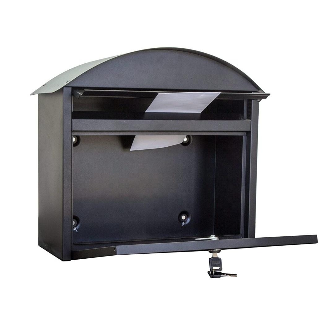 DongJi Metal Fabrication Wall Mounted Letter Box with Folding Sloped Roof Stainless Steel MailBox Outside Post Metal Enclosure