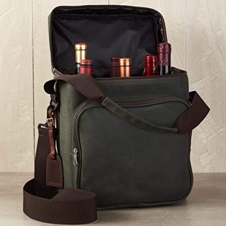 Wine Bag Insulated Beer Cooler Bag Carrier Waxed Canvas Weekend Wine Carrier For a Picnic Or a Weekend Getaway