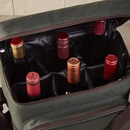 Wine Bag Insulated Beer Cooler Bag Carrier Waxed Canvas Weekend Wine Carrier For a Picnic Or a Weekend Getaway