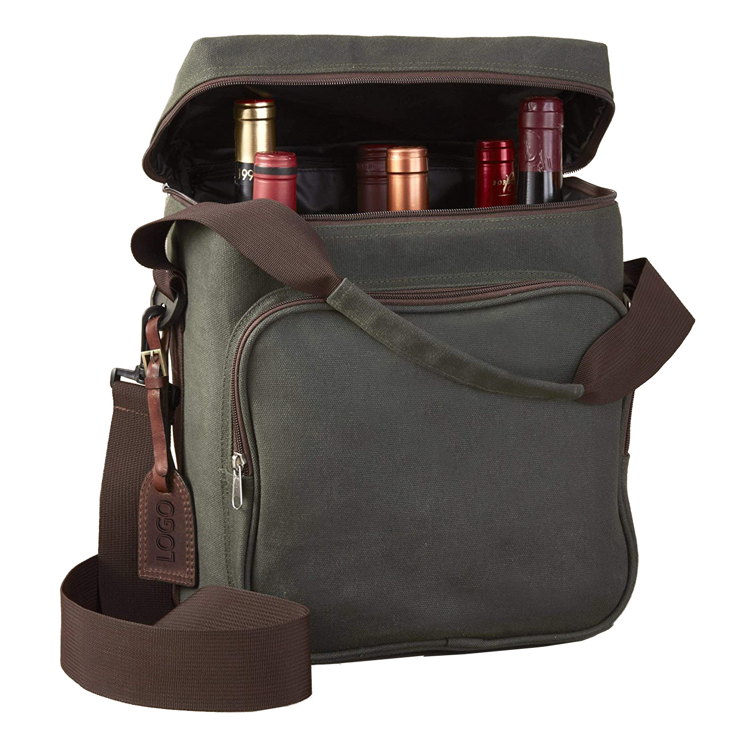 Wine Bag Insulated Beer Cooler Bag Carrier Waxed Canvas Weekend Wine Carrier For a Picnic Or a Weekend Getaway